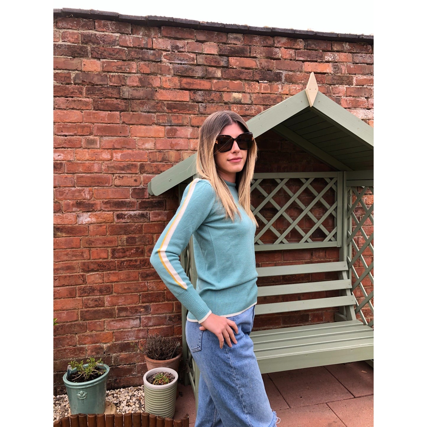Women's 100% merino wool Jumper, weightless & warm in Pastel Cheltenham Green