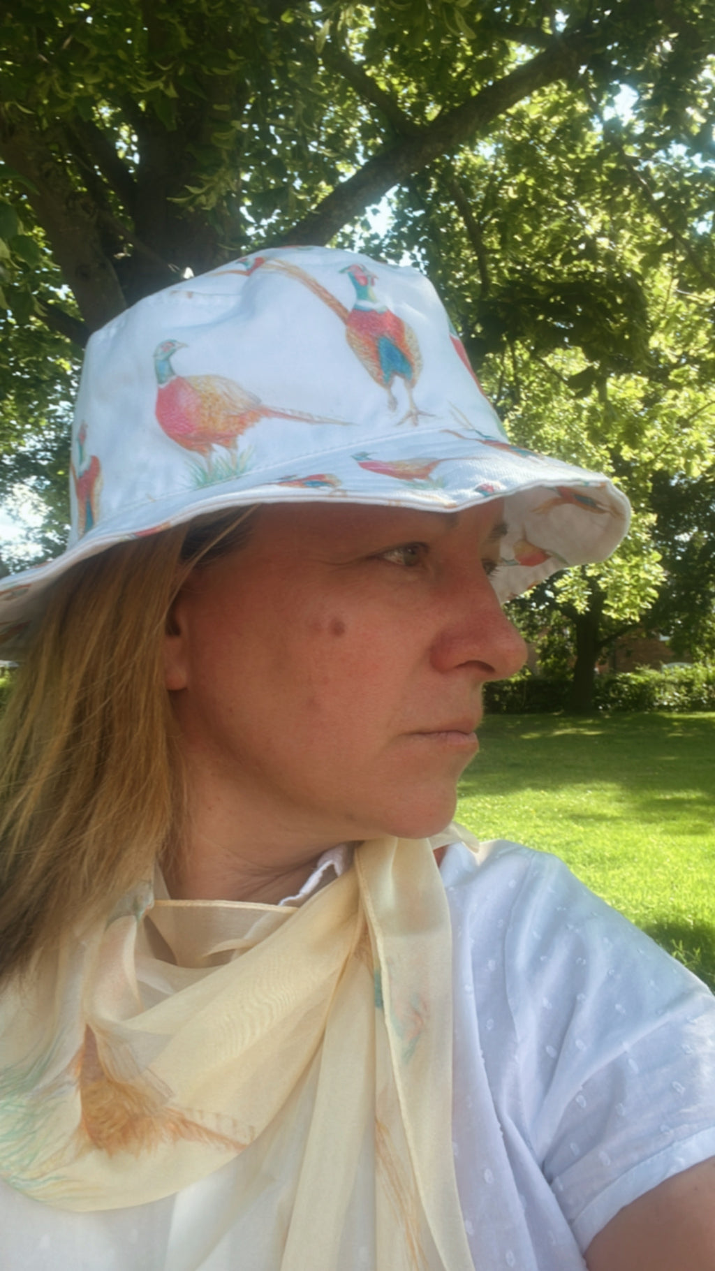 Limited Edition Pheasant Print Cotton Denim Bucket Hat – UK Made Festival & Sun Hat