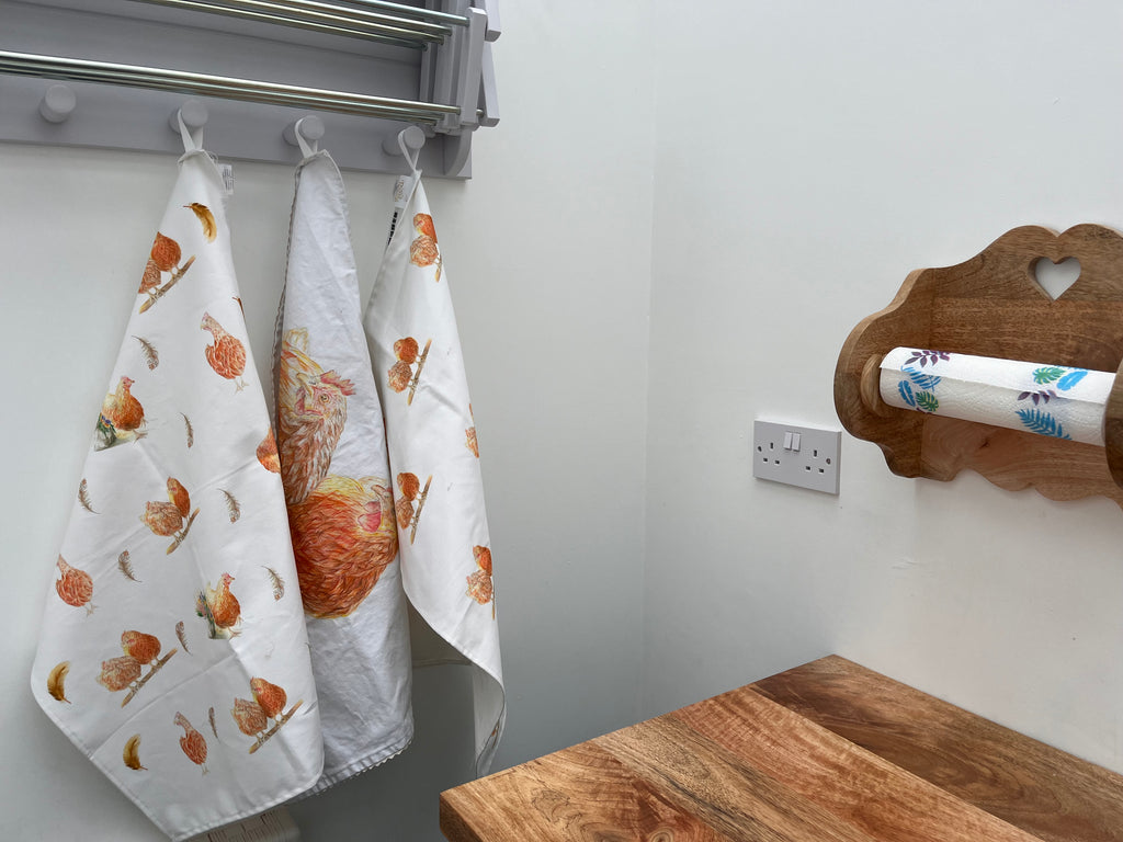 Chicken Tea Towel 3 Pack, Hens Tea Towels 3 Pack. 100 % Cotton, Country Kitchen, Country Cottage. Farmhouse Tea Towels