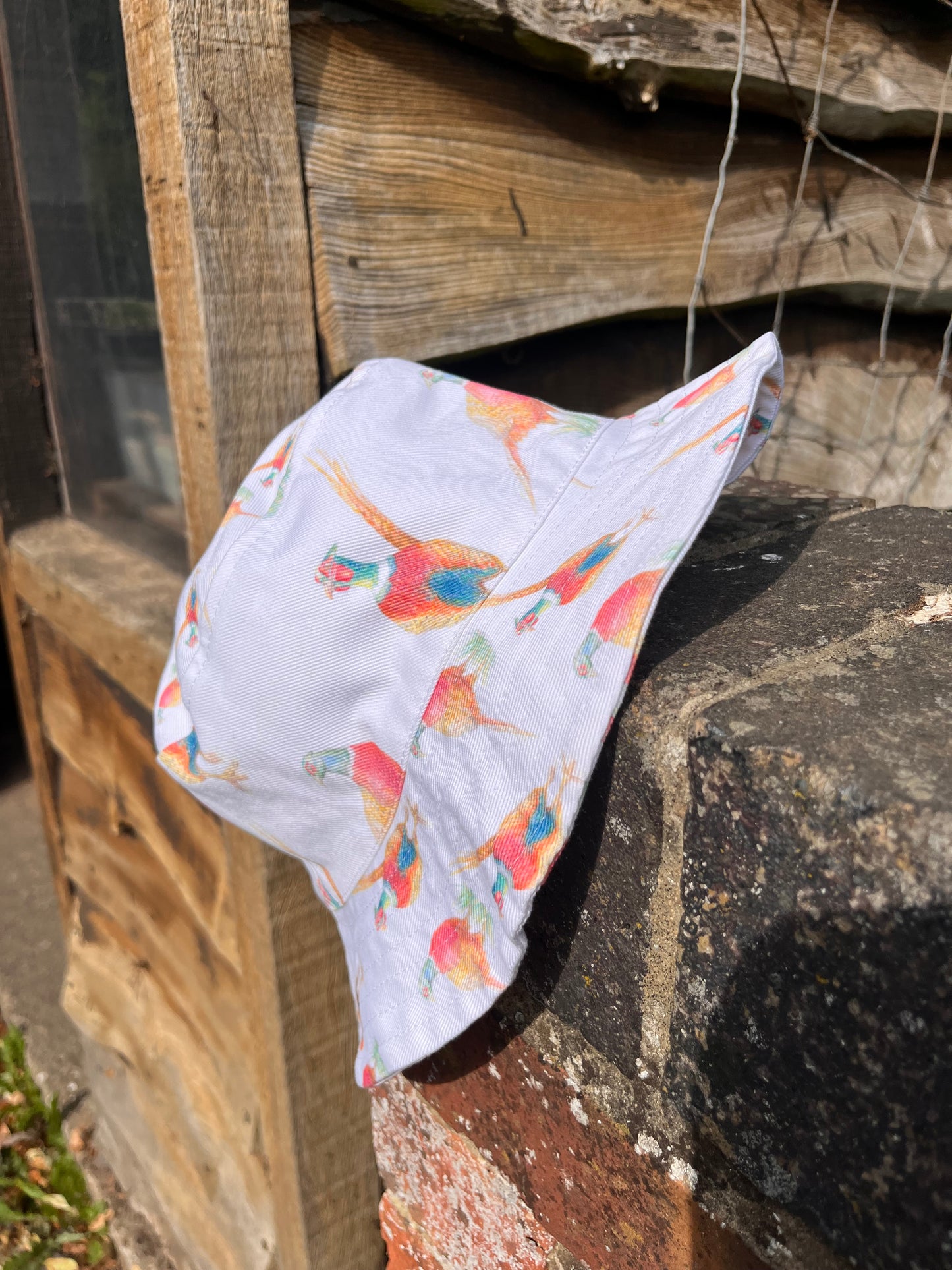 Limited Edition Pheasant Print Cotton Denim Bucket Hat – UK Made Festival & Sun Hat