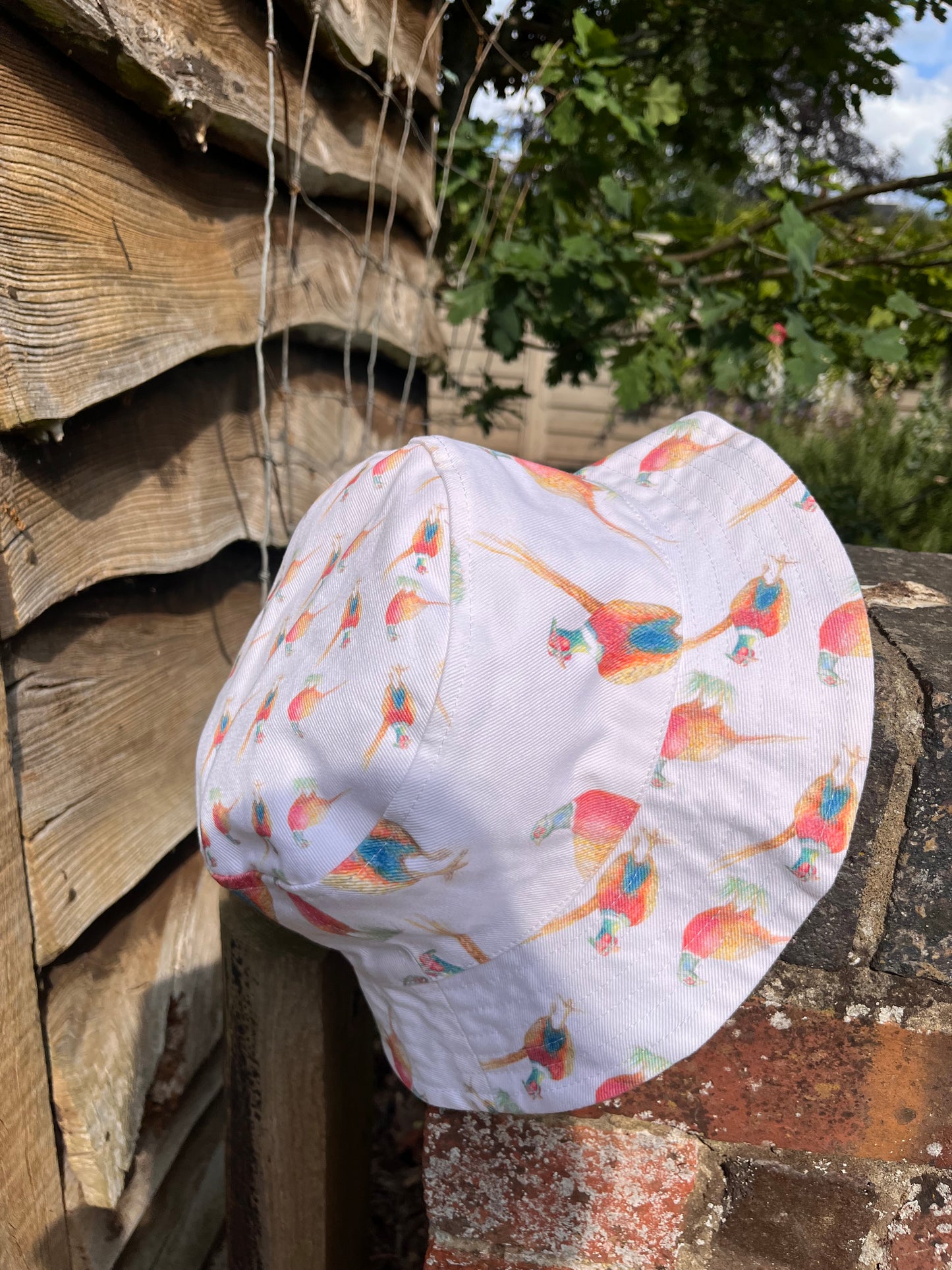 Limited Edition Pheasant Print Cotton Denim Bucket Hat – UK Made Festival & Sun Hat