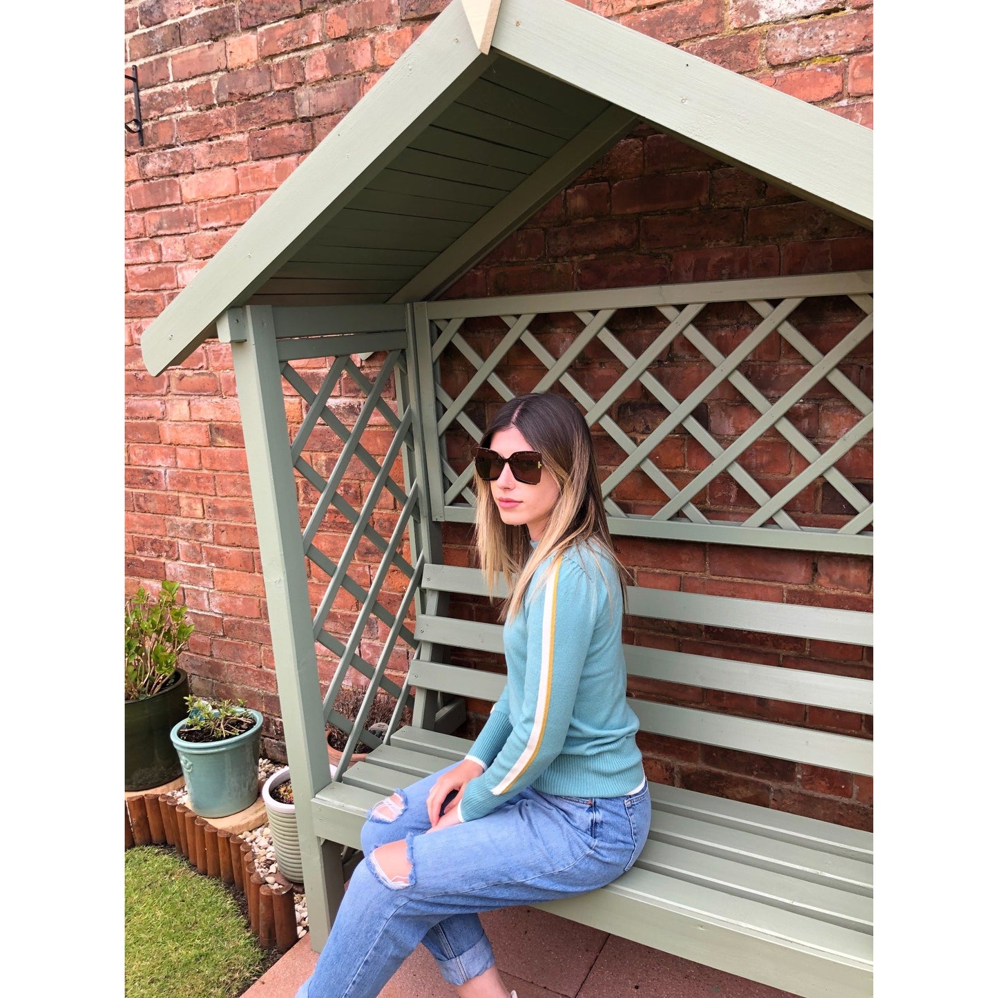 Women's 100% merino wool Jumper, weightless & warm in Pastel Cheltenham Green