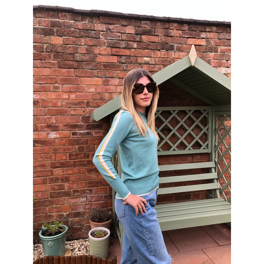 Women's 100% Merino Wool Jumper, weightless & warm in Pastel Cheltenham Green