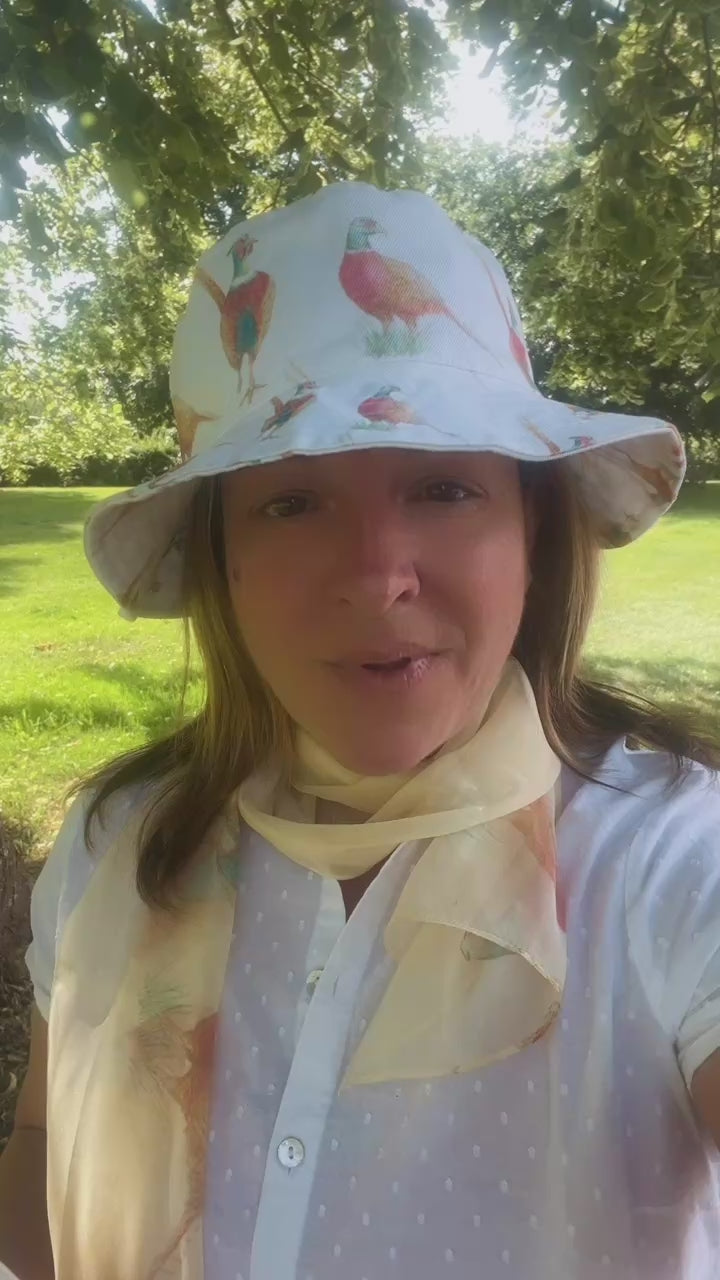 Women's Delicate 100% Silk Scarf – Pastel Pheasant Edition